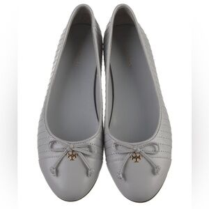 Tory Burch Light Gray Leather Flats